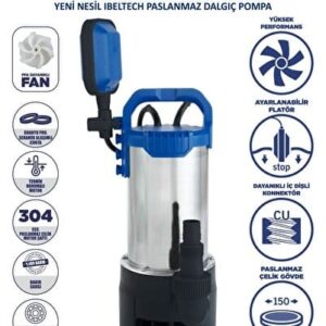 İBELTECH DALGIÇ POMPA KROM 1.5HP