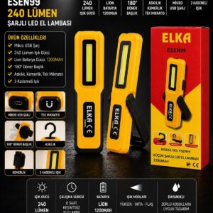 ELKA ŞARJLI EL FENERİ 1200MAH